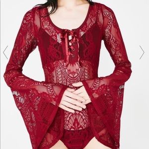 Killstar deadly beloved body suit (wine)